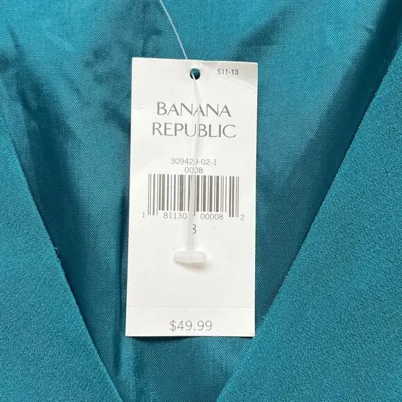 Banana Republic Turquoise 100% Silk Sleeveless Blouse Size 8. NEW - Picture 5 of 7